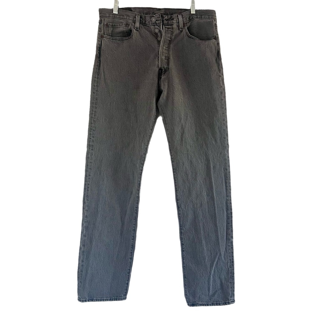 Levis Mens 501 Straight Leg Jeans Size 33 x 34 Gray Denim Cotton Blend EUC 2023